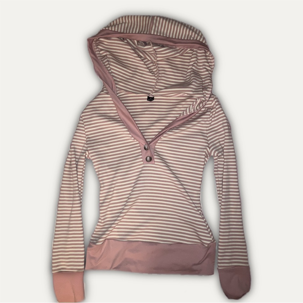 Elamini Striped Pink and Cream Women's Hoodie